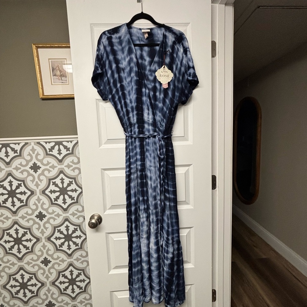 Knox Rose Peacoat Blue Tie-Dye Maxi Dress